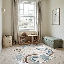 Rundt børnetæppe - Rainbow Potpourri (creme/multi)