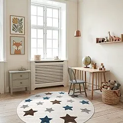 Rundt børnetæppe - Stars (creme/multi)