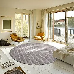 Rundt tæppe - Callista Natural Cotton Shaggy (taupe)