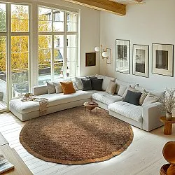 Rundt tæppe - Celina Natural Cotton Shaggy (brun/orange)