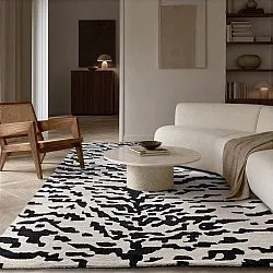 Ryatæpper - Zebra Tufted Wool Premium (hvid/sort)