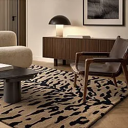 Ryatæpper - Zebra Tufted Wool Premium (beige/sort)