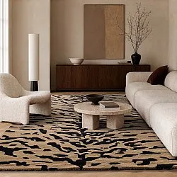 Ryatæpper - Zebra Tufted Wool Premium (beige/sort)