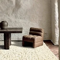 Ryatæpper - Fassale Hand Woven Wool Shaggy (hvid)