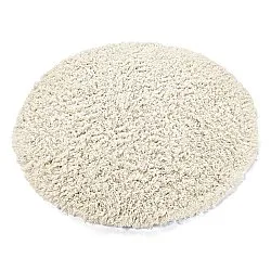 Rundt tæppe - Fassale Hand Woven Wool Shaggy (hvid)