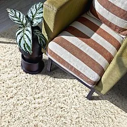 Rundt tæppe - Fassale Hand Woven Wool Shaggy (hvid)