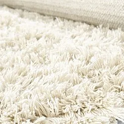 Rundt tæppe - Fassale Hand Woven Wool Shaggy (hvid)