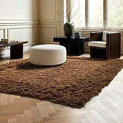 Ryatæpper - Melilla Hand Woven Wool Shaggy (brun)