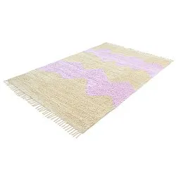 Ryatæpper - Amira Natural Cotton Shaggy (beige/lilla)