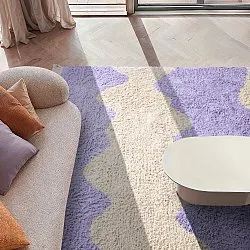 Ryatæpper - Amira Natural Cotton Shaggy (lilla/beige)