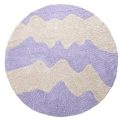 Rundt tæppe - Amira Natural Cotton Shaggy (lilla/beige)