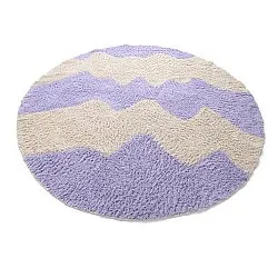 Rundt tæppe - Amira Natural Cotton Shaggy (lilla/beige)