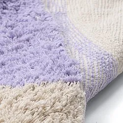 Rundt tæppe - Amira Natural Cotton Shaggy (lilla/beige)
