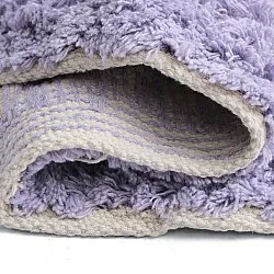 Rundt tæppe - Amira Natural Cotton Shaggy (lilla/beige)