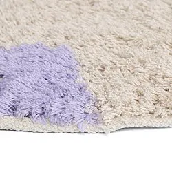 Rundt tæppe - Amira Natural Cotton Shaggy (lilla/beige)