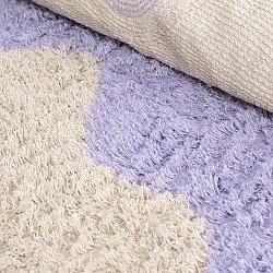 Rundt tæppe - Amira Natural Cotton Shaggy (lilla/beige)
