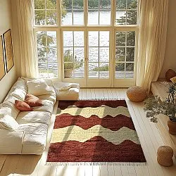 Ryatæpper - Amira Natural Cotton Shaggy (rød/beige)