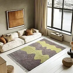 Ryatæpper - Amira Natural Cotton Shaggy (taupe/gul)