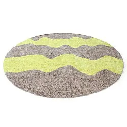 Rundt tæppe - Amira Natural Cotton Shaggy (taupe/gul)