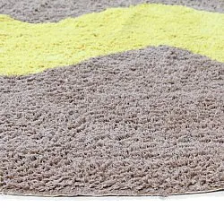 Rundt tæppe - Amira Natural Cotton Shaggy (taupe/gul)