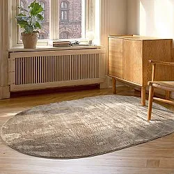 Ovalt ryatæppe - Aranga Super Soft Fur (brun)