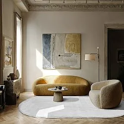 Ovalt ryatæppe - Aranga Super Soft Fur (hvid)