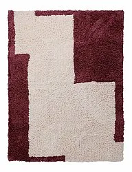 Ryatæpper - Begur Natural Cotton Shaggy (offwhite/vinrød)