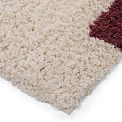 Ryatæpper - Begur Natural Cotton Shaggy (offwhite/vinrød)