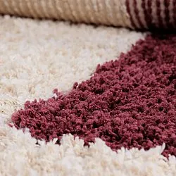 Ryatæpper - Begur Natural Cotton Shaggy (offwhite/vinrød)