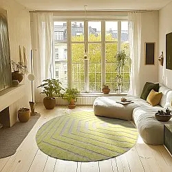 Rundt tæppe - Callista Natural Cotton Shaggy (gul)