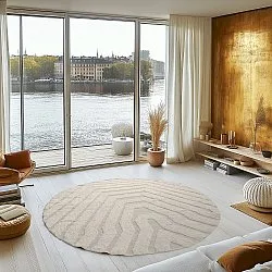 Rundt tæppe - Callista Natural Cotton Shaggy (beige)