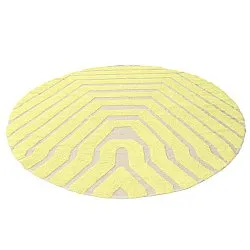 Rundt tæppe - Callista Natural Cotton Shaggy (gul)