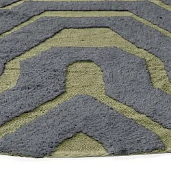 Rundt tæppe - Callista Natural Cotton Shaggy (sort/grøn)