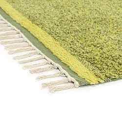 Ryatæpper - Celina Natural Cotton Shaggy (grøn/gul)