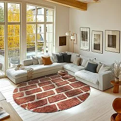 Rundt tæppe - Cyrus Natural Cotton Shaggy (brun)