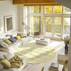 Rundt tæppe - Cyrus Natural Cotton Shaggy (gul)