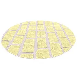 Rundt tæppe - Cyrus Natural Cotton Shaggy (gul)