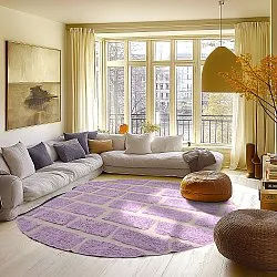 Rundt tæppe - Cyrus Natural Cotton Shaggy (lilla)