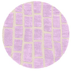 Rundt tæppe - Cyrus Natural Cotton Shaggy (lilla)