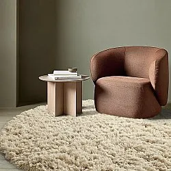 Rundt tæppe - Fassale Hand Woven Wool Shaggy (fløde)