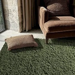 Ryatæpper - Fassale Hand Woven Wool Shaggy (mosgrøn)