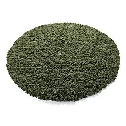 Rundt tæppe - Fassale Hand Woven Wool Shaggy (mosgrøn)