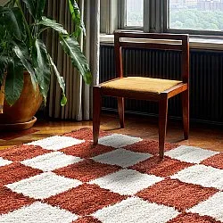 Ryatæpper - Gordes (orange/hvid)