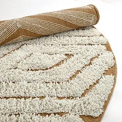 Runde tæpper - Holwell Natural Cotton Shaggy (off white/brun)