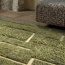 Ryatæpper - Kiberg Hand Woven Wool Shaggy (grøn)