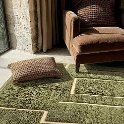 Ryatæpper - Kiberg Hand Woven Wool Shaggy (grøn)