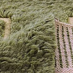 Ryatæpper - Kiberg Hand Woven Wool Shaggy (grøn)