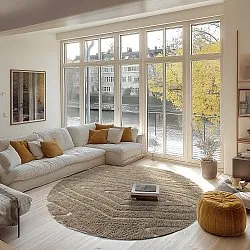 Runde tæpper - Kindon Natural Cotton Shaggy (beige/hvid)