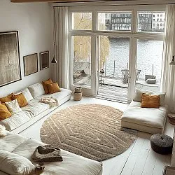 Runde tæpper - Kindon Natural Cotton Shaggy (beige/hvid)