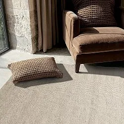 Uldtæppe - Larkana (beige/hvid)